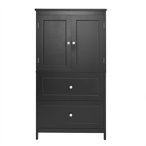 TiramisuBest Tall Storage Cabinet with Three Drawers for Bathroom/Office, Black - 1 of 4