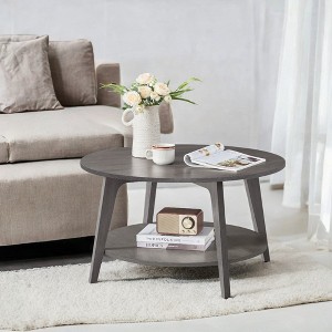 2-Tier Round Coffee Table with Storage, 31.5 Inch Mid-Century Modern Center Table with Tapered Legs - 1 of 4