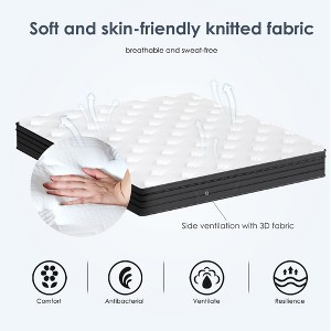 CSBDHOME 12 Inch Hybrid Mattress with Individual Pocket Spring Bed Mattress, CertiPUR-US & Fiberglass Free - 1 of 4