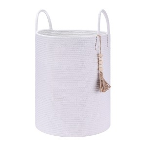 Unique Bargains Handcrafted Odorless Cotton Rope Widened Handles Storage Basket - 1 of 4