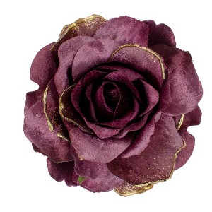 Northlight Artificial Rose Flower Clip-On Christmas Ornament - 5" - Berry Purple - 1 of 2