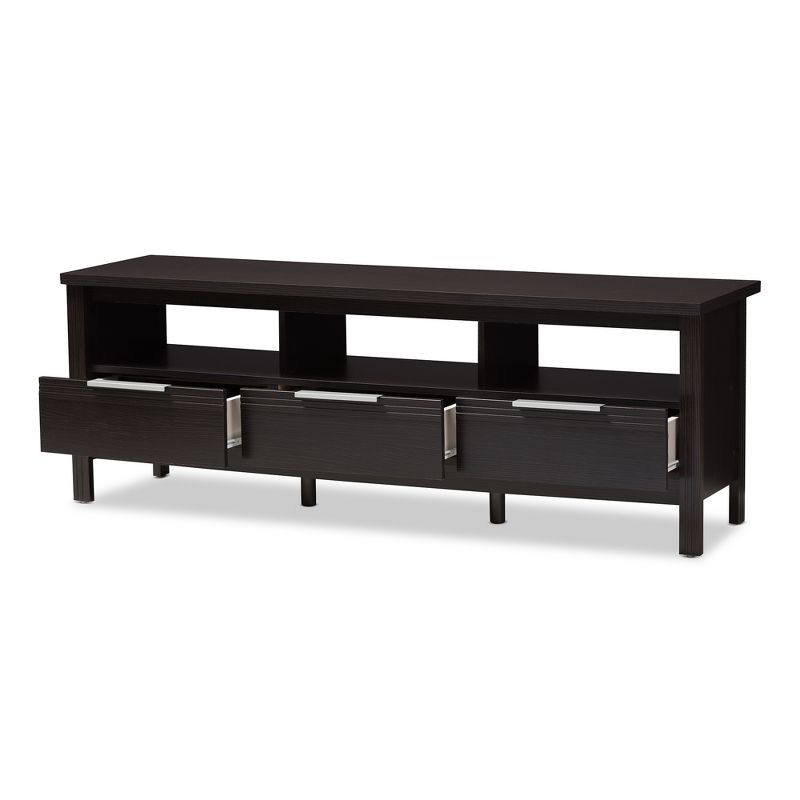 Elaine Modern and Contemporary Finished TV Stand for TVs up to 60&#34; Dark Brown - Baxton Studio, 3 of 11
