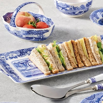 Italian Countryside Inspired Blue Porcelain 6-inch Handled Basket