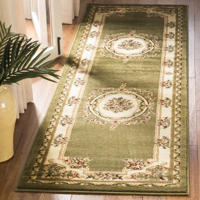 Safavid Style Sage and Ivory Rectangular Synthetic Area Rug