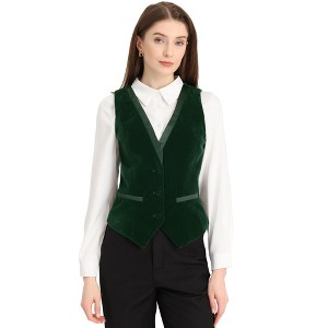 INSPIRE CHIC Women's V Neck Sleeveless Retro Waistcoat Vest - 1 of 4