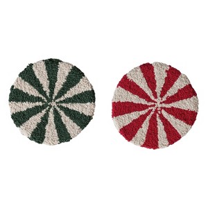 Storied Home 2-Piece Cotton Tufted Candy Striped Trivet, Multicolor - 1 of 1