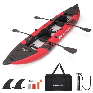 Costway Inflatable Water Float Set Portable 2-person Kayak with Aluminium Oars EVA Padded Seat Blue/Red/Turquoise/Yellow - 1 of 4