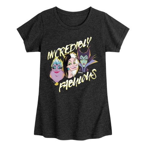 Girls' - Disney Villains - Incredibly Fabulous Fitted Short Sleeve Graphic T-Shirt - image 1 of 4