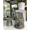 Essential Decor & Beyond 16.9" Gray Bamboo Glass Candle Holder Tabletop Lantern With Rope Handle - 3 of 4