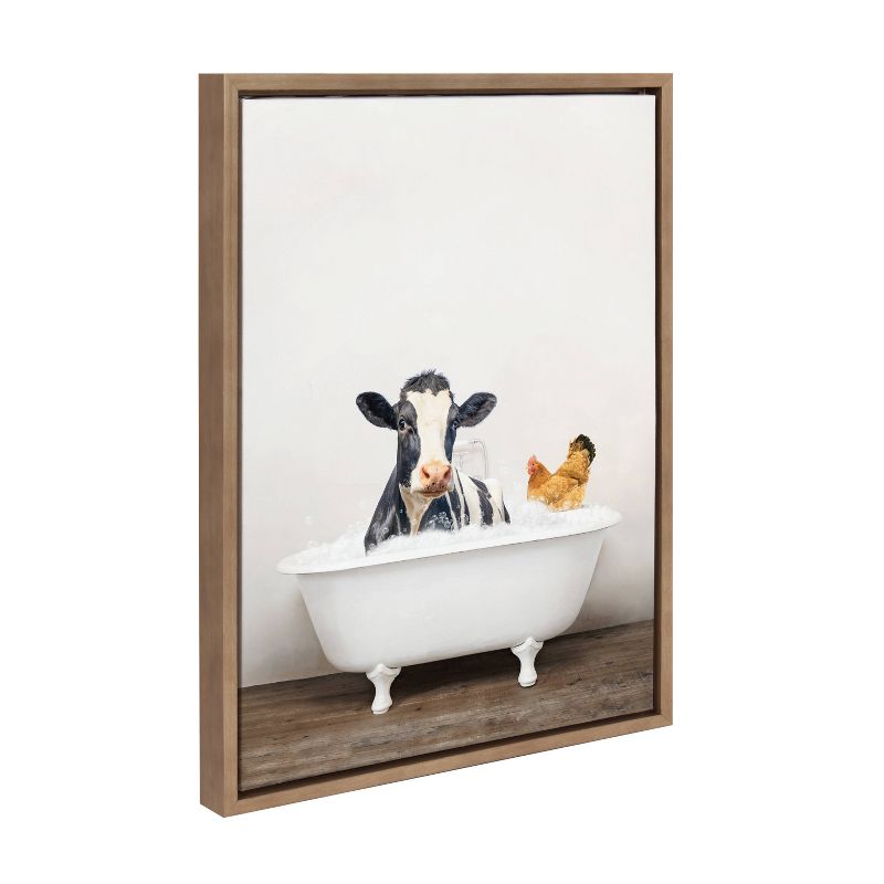 18&#34; x 24&#34; Sylvie Cow and Chicken in Rustic Bath Frame Canvas by Amy Peterson Gold - Kate &#38; Laurel All Things Decor, 1 of 8