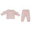 Chick Pea Baby Girl Layette Long Sleeve Newborn bodysuit and Pants Jogger Set - 2 of 4
