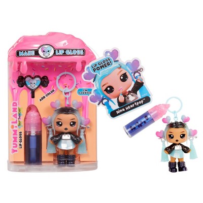 Yummiland Lip Gloss Doll: Sour Sweeties - Nina Heartpop Includes DIY Lip Gloss + Removable Keychain