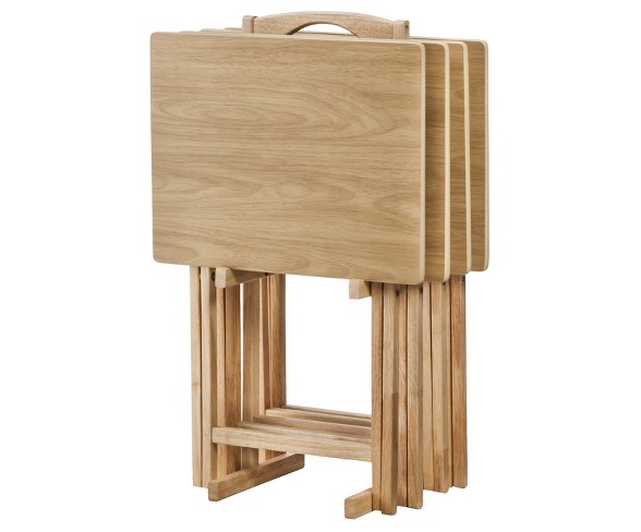 5pc TV Tray Set Wood Natural - Plastic Dev Group