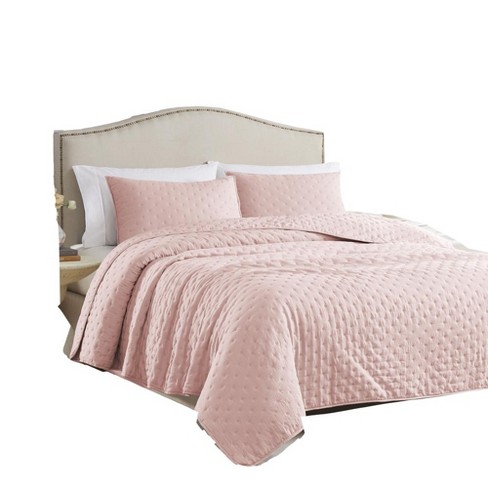 RT Designers Collection Caitlyn 3 Pieces Washed Pinsonic Lightweight Quilts Set For Bedding Blush - image 1 of 4