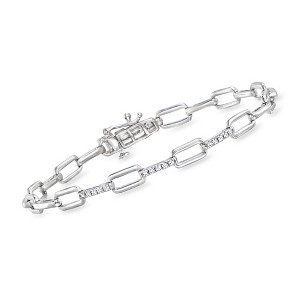 Pure Collection by Ross-Simons 0.15 ct. t.w. Diamond Paper Clip Link Bracelet in Sterling Silver - 1 of 4