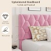 Grey/Beige/Pink Upholstered Platform Bed Frame with Height-Adjustable Fabric Headboard, Heavy-Duty Wood Slat Support, No Box Spring Needed - 4 of 4