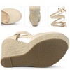 Perphy Women's Platform Lace Up Closed Toe Wedges Heel Espadrille Sandals - 3 of 3
