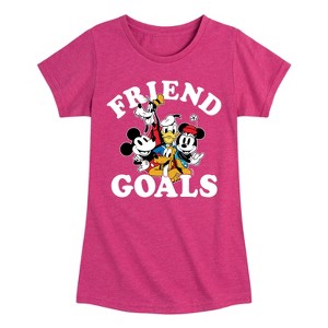 Girls' - Disney - Mickey And Friends Friend Goals Fitted Short Sleeve Graphic T-Shirt - 1 of 4