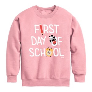 Boys' - Disney - First Day Of School Mickey Graphic Long Sleeve Fleece Sweatshirt - 1 of 4