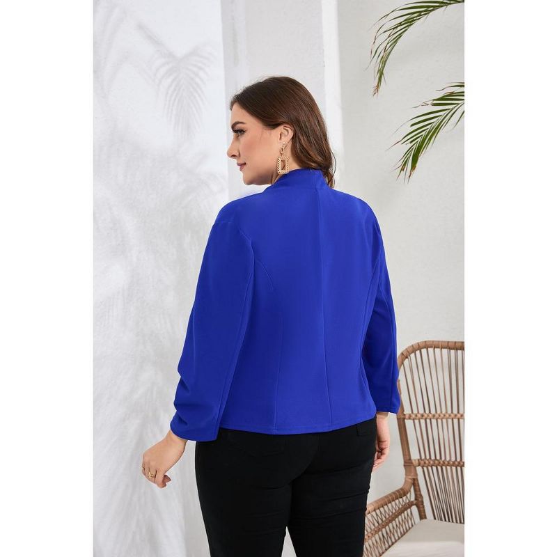 Whizmax Plus Size Blazer for Women 3/4 Sleeve Open Front Office Cropped Blazer Jacket, 3 of 7
