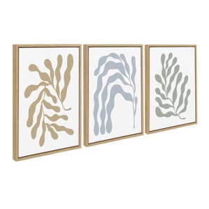 Kate and Laurel Sylvie Matisse Inspired Abstract Botanicals Framed Canvas by The Creative Bunch Studio, 3 Piece 18x24, Natural - 1 of 4
