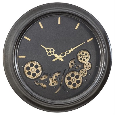 Yosemite Home Decor Black Round Gear Clock
