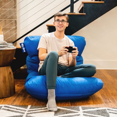 Sapphire Nylon Blend Bean Bag Chair with Curved Back