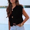 Women's Chunky Knit Sweater Vest with Front Button Cropped Cardigan Tank Tops and Pocket - 3 of 4
