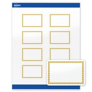 Avery Printable Rectangle Labels, Gold Beads, 2" x 3", Glossy White Rectangle Labels, Permanent, Laser/Inkjet, 80ct, Great for Product Labels - 1 of 4