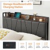 Rustic Linen Bed Frame with Storage Drawers & USB Charging, No Box Spring Needed, Easy Assembly - 3 of 4