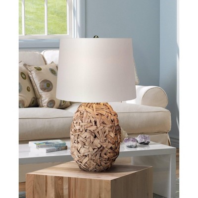 Coastal Charm Seagrass Woven Table Lamp with White Drum Shade