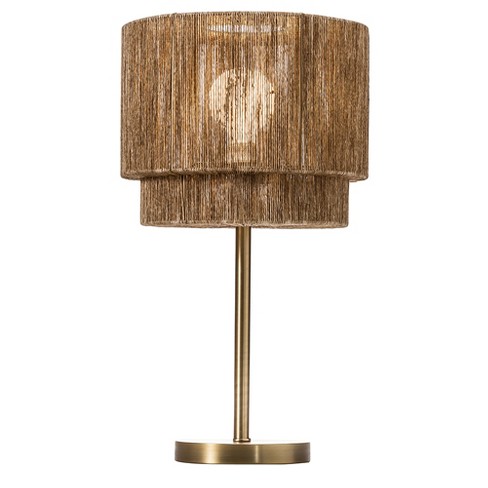 Modern Home Soho Jute Golden Brass Table Lamp w Natural Jute Rope Shade