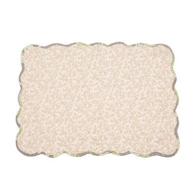 Julia Reversible Quilted Grey and Green Cotton Placemats, Set of 6