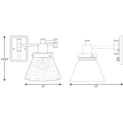 Progress Lighting Hinton 1-Light Swing Arm Wall Bracket, Black Steel, Clear Seeded Glass Shade