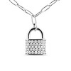 Haus of Brilliance Silver 1/4 Cttw Diamond Lock Pendant Necklace with Paperclip Chain - 2 of 4