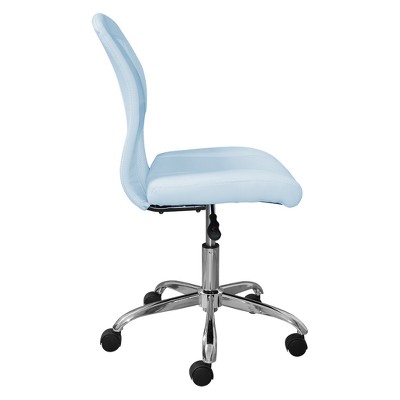 Ergonomic Sky Blue Faux Leather Low-Back Swivel Task Chair