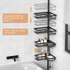 Aoibox Corner Shower Caddy Tension Pole Organizer - Adjustable Floor to Ceiling Shower Shelf with Hooks for Towels, Bath Accessories, Waterproof Black - 2 of 4