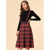 INSPIRE CHIC Women's Vintage Plaid A-Line Tartan Suspender Midi Skirt - 4 of 4