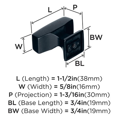 Black Bronze Rectangular Cabinet Knob with Mounting Hardware