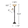 Regency Hill Garver Rustic Retro Torchiere Floor Lamp 72 1/2" Tall Oil Rubbed Bronze with Side Light Amber Glass Shade for Living Room Reading Bedroom - 4 of 4