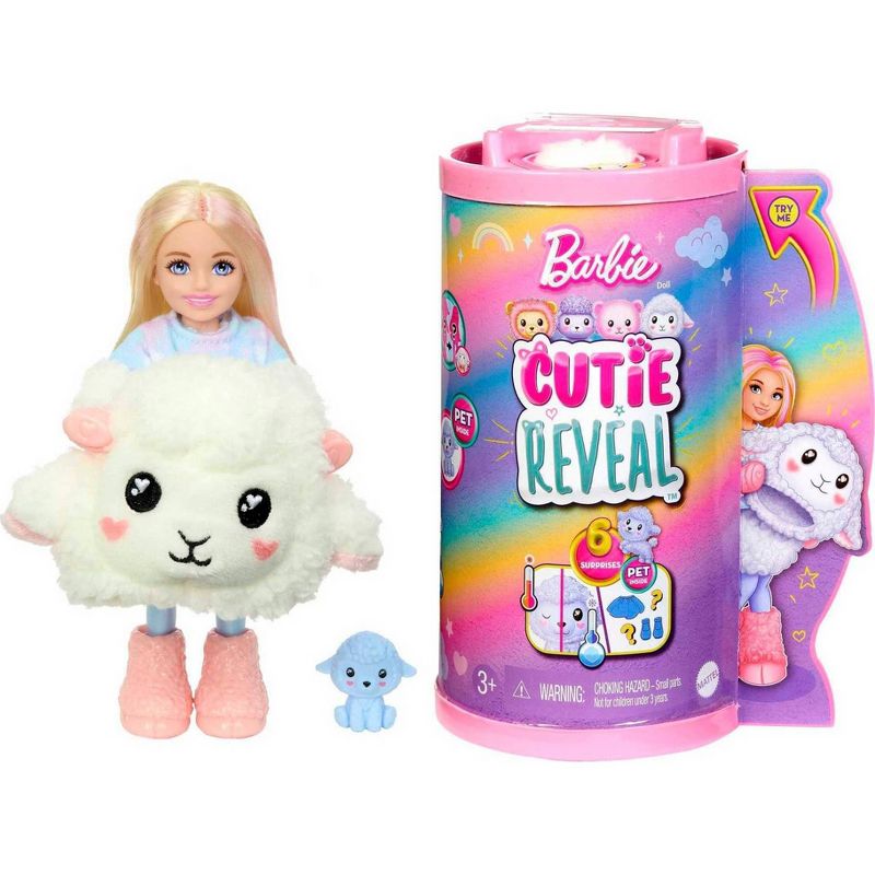 Barbie Chelsea Cutie Reveal Cozy Cute Tees Series Lamb Doll, 1 of 7
