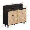 Garvee 6 Drawer Dresser with LED Light Black Modern Wooden Storage Cabinet with USB and AC Ports - 2 of 4