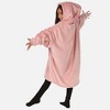 THE COMFY Original Jr Kids Oversized Microfiber  Wearable Blanket w/Plush Hood, Large Pocket, & Ribbed Sleeve Cuffs, 1 Size Fits All, Blush - image 4 of 4