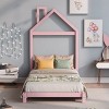 ALEXOUN Twin Size Floor Bed with House-Shaped Headboard for Kids, Wooden Twin Floor Platform Bed Frame with Slat Support,No Box Spring Needed - 2 of 4