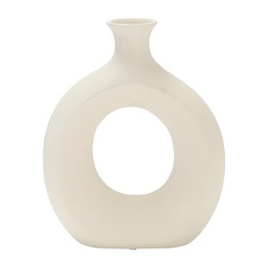 Sagebrook Home 10" Dolomite Open Rounded Cut-Out Vase - Contemporary Abstract Ivory/Beige Decorative Table Home Office Decor Accent Flower - 1 of 4