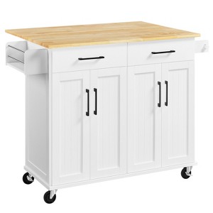 Yaheetech Portable kitchen Storage Cart with Cabinets and Detachable Towel Bar - 1 of 4