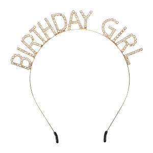 Unique Bargains Girl's Rhinestone Happy Birthday Tiara Headband 1 Pc - 1 of 4