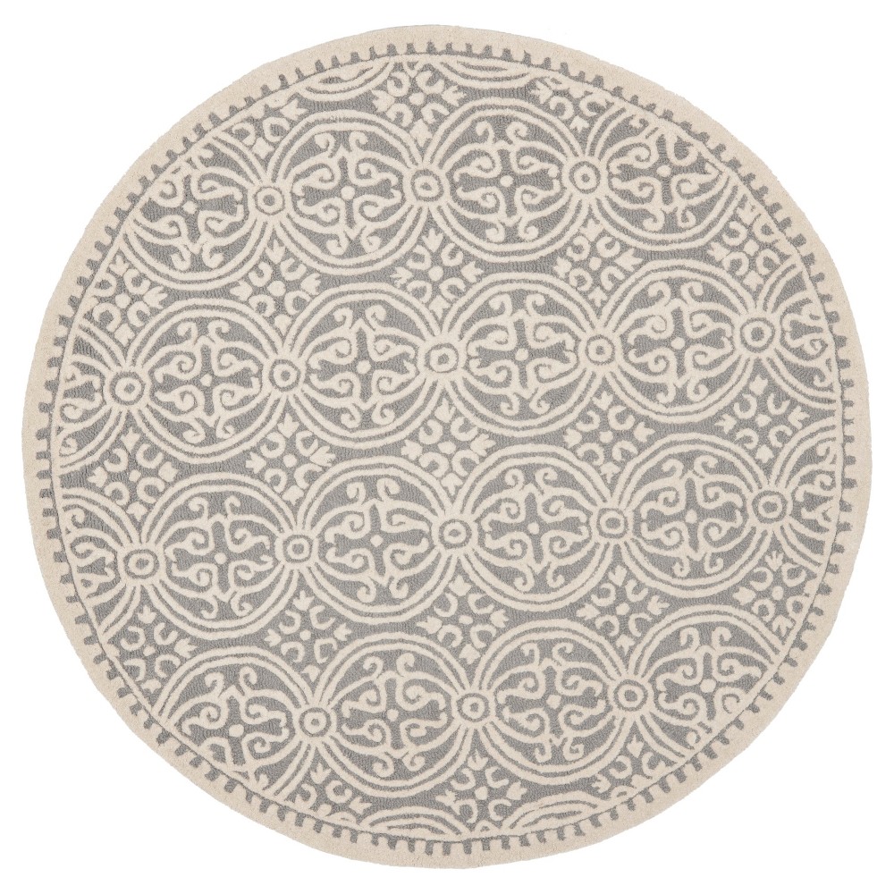 6' Round Marlton Medallion Area Rug Silver/Ivory - Safavieh