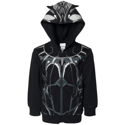 Marvel Avengers Black Panther Big Boys Fleece Zip Up Pullover Hoodie 10-12