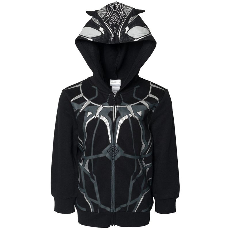 Marvel Avengers Black Panther Cosplay Fleece Zip Up Pullover Hoodie Toddler to Little Kid , 1 of 8